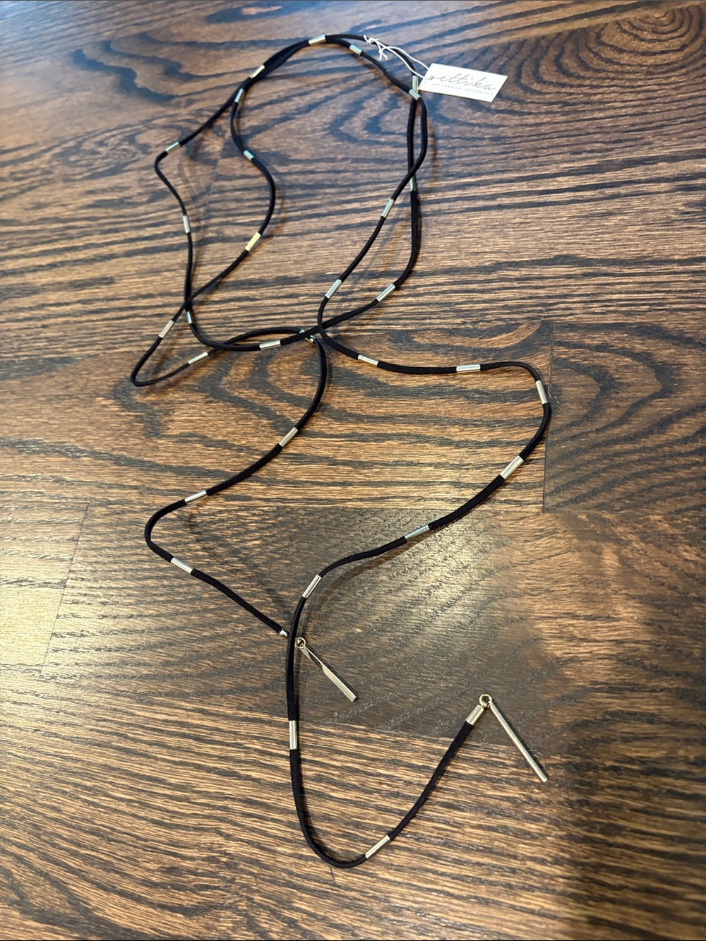 Ettika Weekend Warrior Black Suede Cord Necklace with Gold Tone Accents NWT